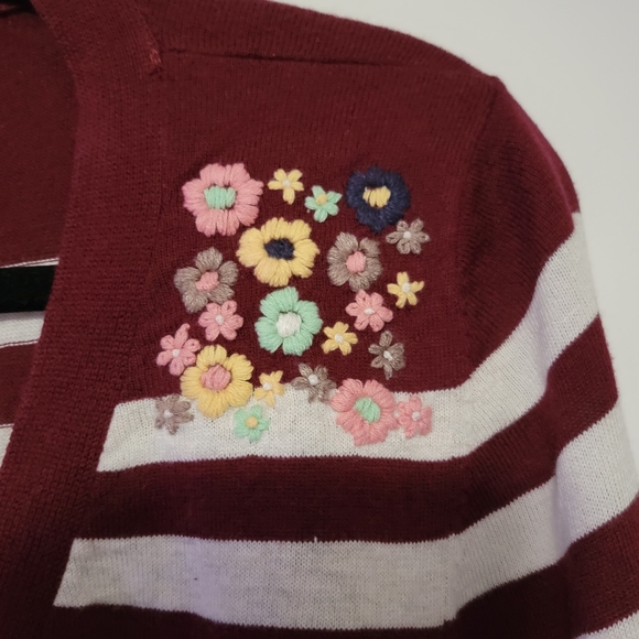 American Rag Striped-Long-Sleeve Cardigan with Embroidered flowers, Size XL - Picture 3 of 7